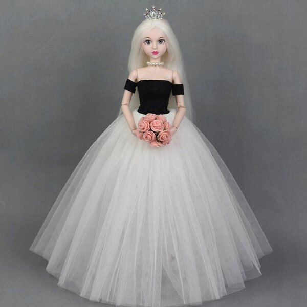 Corona metallica bianca per bambole BJD 1/3 e 1/4 con diamanti in vetro