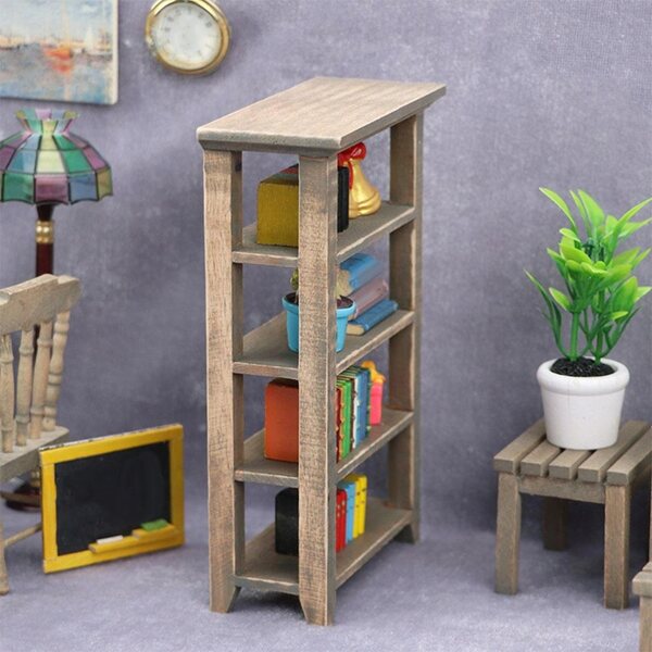 Casa delle bambole Scaffale in legno in miniatura 1:12, perfetto per decorazioni e mobili