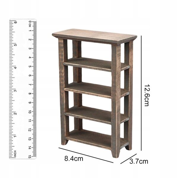 Casa delle bambole Scaffale in legno in miniatura 1:12, perfetto per decorazioni e mobili