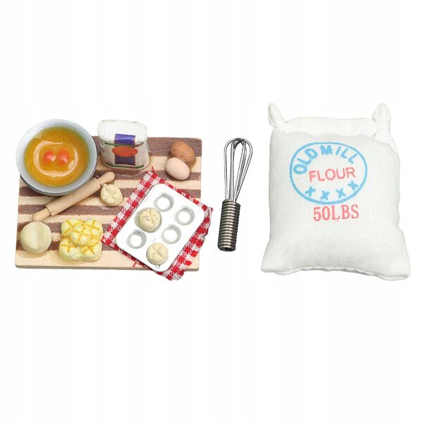 Mini set accessori cucina per casa delle bambole scala 1:12 in legno e resina