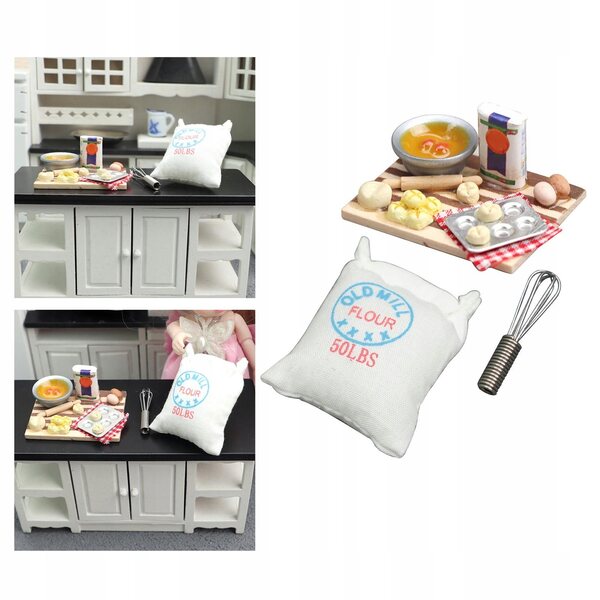 Mini set accessori cucina per casa delle bambole scala 1:12 in legno e resina