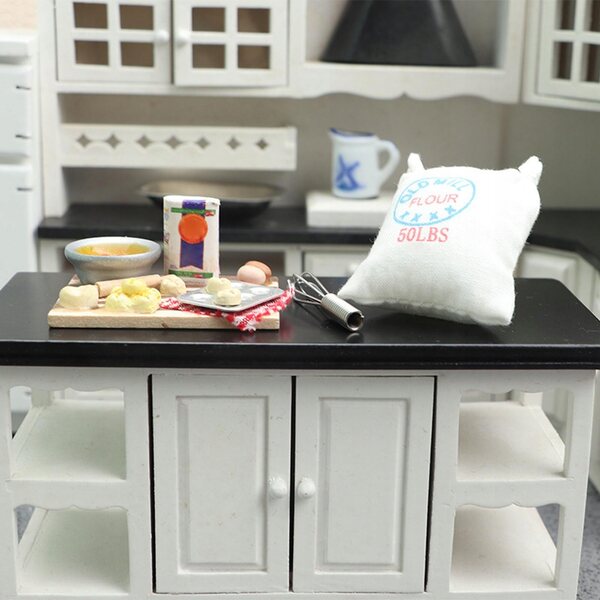 Mini set accessori cucina per casa delle bambole scala 1:12 in legno e resina