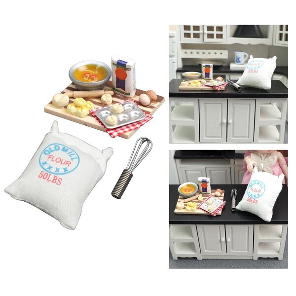 Mini set accessori cucina per casa delle bambole scala 1:12 in legno e resina