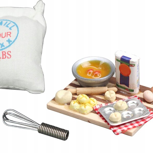 Mini set accessori cucina per casa delle bambole scala 1:12 in legno e resina