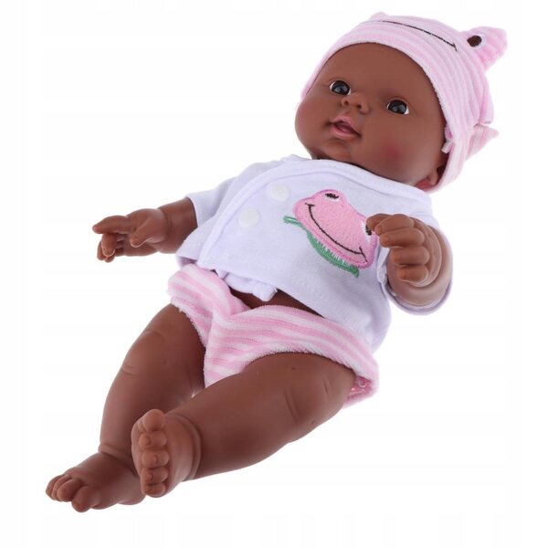 30cm Huggable Doll African Newborn Kids Sleeping Toy(Różowy)