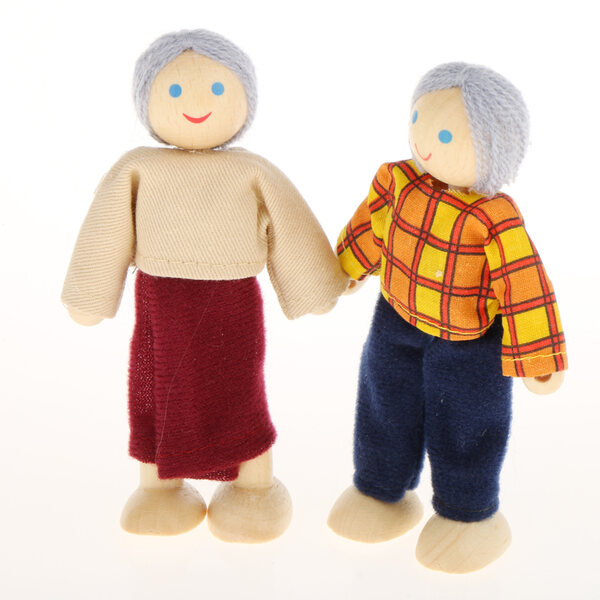 Buntes Puppenhaus-Familienset aus Holz, 6 Figuren, Rollenspiel