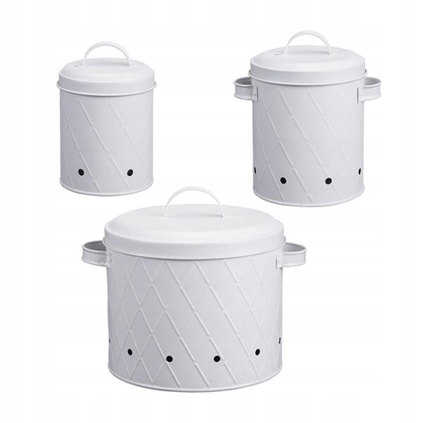 Set 3 Kanistri in Ferro Smaltato per Cucina e Conservazione Alimenti
