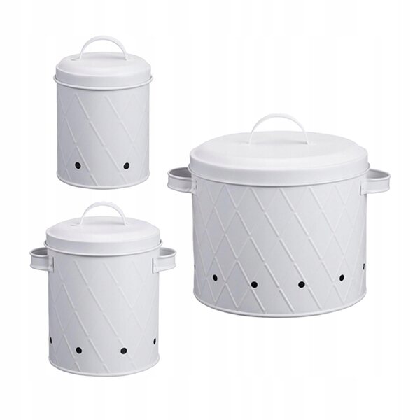 Set 3 Kanistri in Ferro Smaltato per Cucina e Conservazione Alimenti