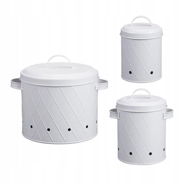 Set 3 Kanistri in Ferro Smaltato per Cucina e Conservazione Alimenti