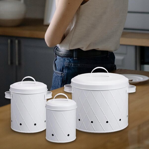 Set 3 Kanistri in Ferro Smaltato per Cucina e Conservazione Alimenti