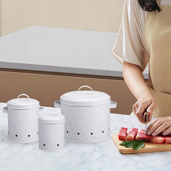 Set 3 Kanistri in Ferro Smaltato per Cucina e Conservazione Alimenti
