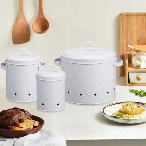 Set 3 Kanistri in Ferro Smaltato per Cucina e Conservazione Alimenti