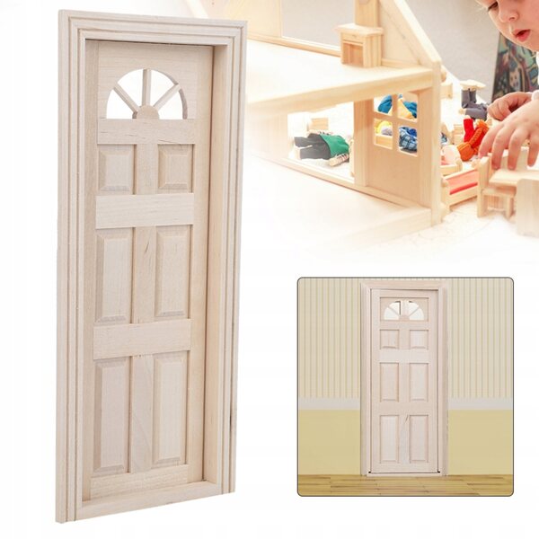 1:12 Miniatur-Set aus Holztüren für Puppenhaus mit Birkenrahmen