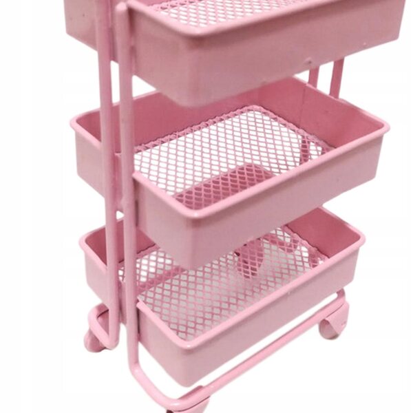 1/12 Metallregal für Puppenhausmöbel mit Rädern Rosa