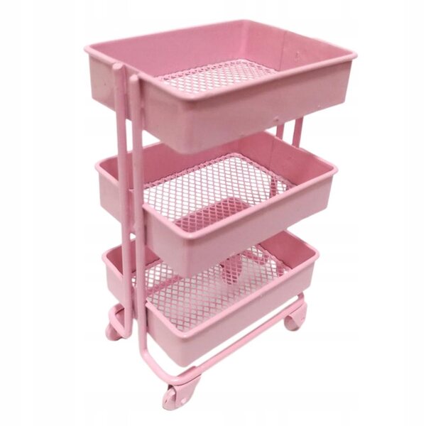 1/12 Metallregal für Puppenhausmöbel mit Rädern Rosa