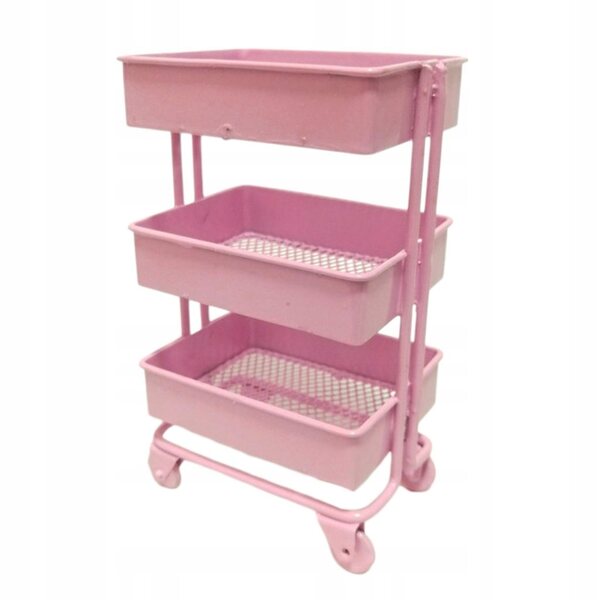 1/12 Metallregal für Puppenhausmöbel mit Rädern Rosa