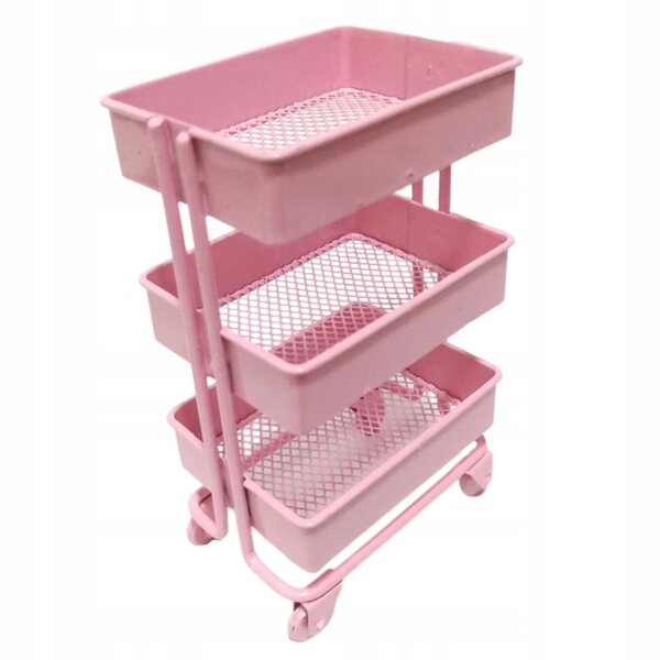 1/12 Metallregal für Puppenhausmöbel mit Rädern Rosa