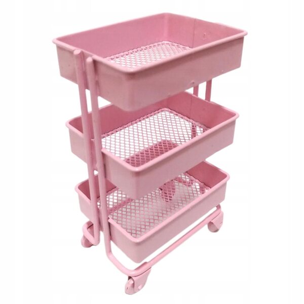 1/12 Metallregal für Puppenhausmöbel mit Rädern Rosa