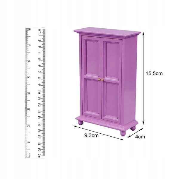 1:12 Miniatur-Kleiderschrank aus Holz für Puppenhäuser, realistisches Zubehör