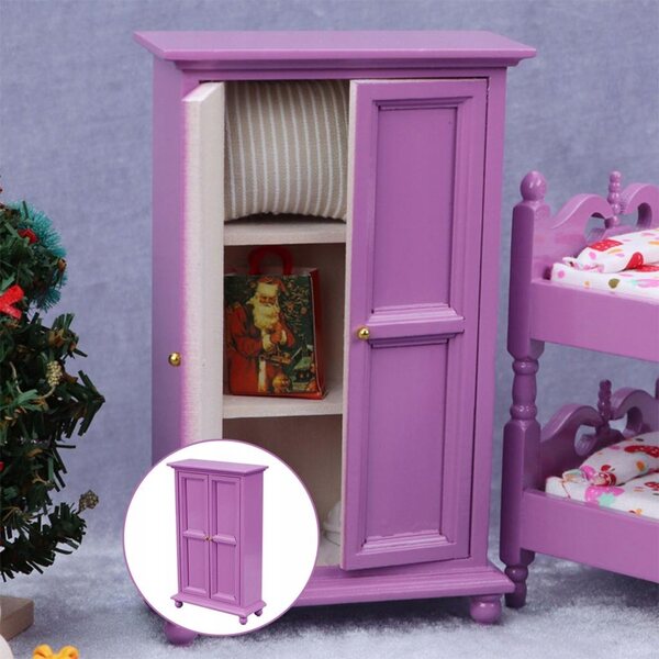 1:12 Miniatur-Kleiderschrank aus Holz für Puppenhäuser, realistisches Zubehör