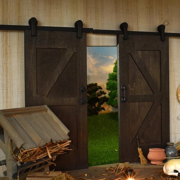 Miniatuur houten deuren voor poppenhuizen met vintage accessoires 16x20 cm