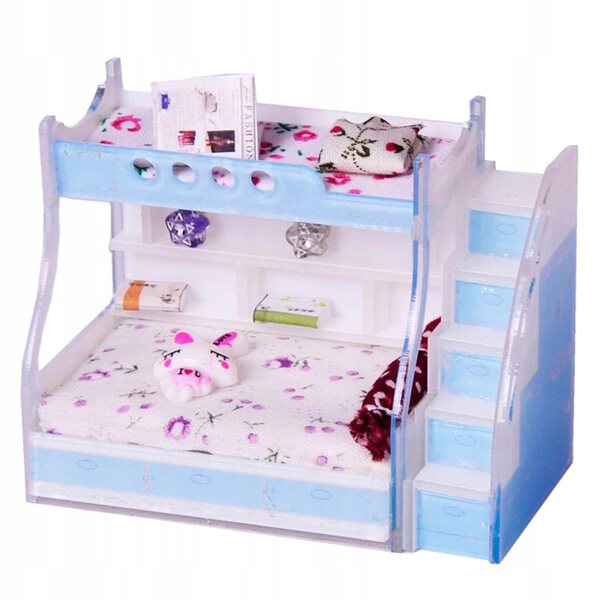 1/12 Dolls House Miniaturowe meble Łóżko piętrowe Podwójne piętrowe Dzieci Sypialnia