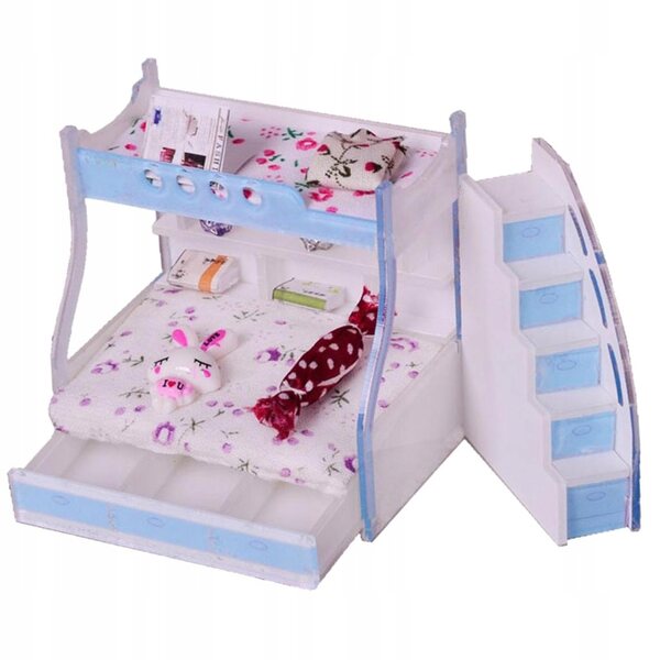 1/12 Dolls House Miniaturowe meble Łóżko piętrowe Podwójne piętrowe Dzieci Sypialnia
