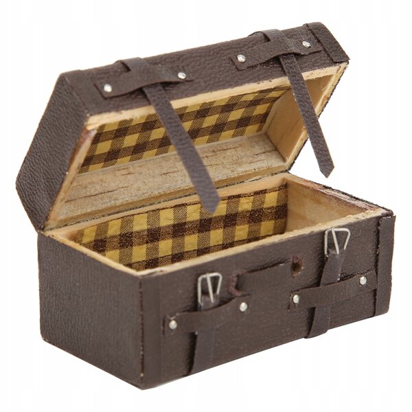 1:12 Mini-Holzkoffer im klassischen Vintage-Stil für das Puppenhaus