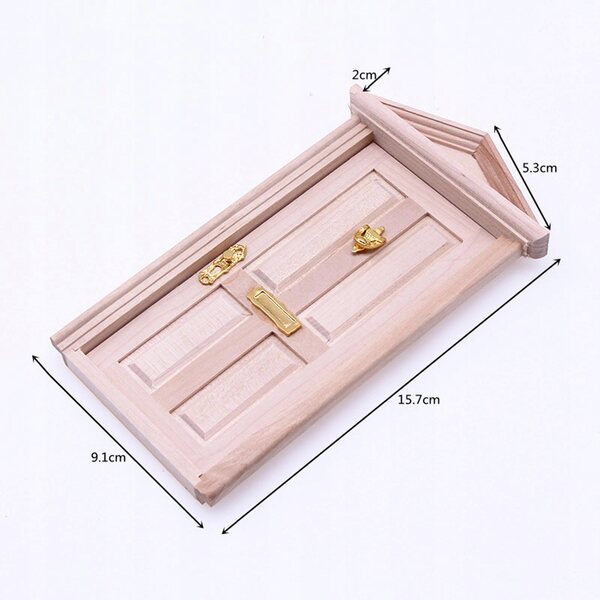 Cottage per bambole porte in legno da decorazione porta apribile vintage 16x9 cm