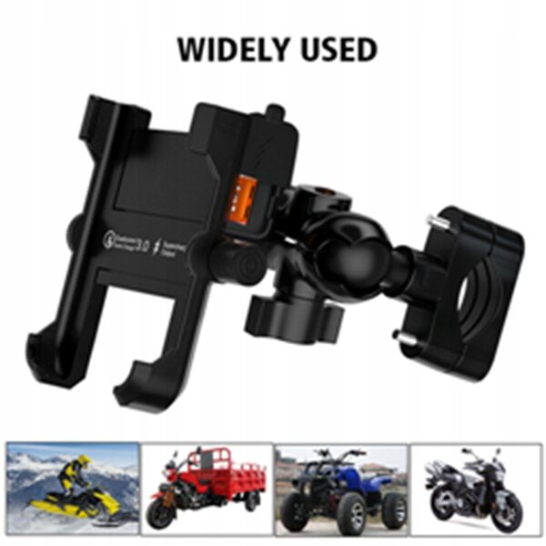 Supporto telefono motociclista regolabile e impermeabile per scooter e moto 12-24V