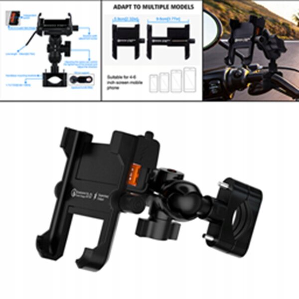 Supporto telefono motociclista regolabile e impermeabile per scooter e moto 12-24V