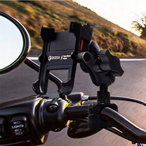 Supporto telefono motociclista regolabile e impermeabile per scooter e moto 12-24V