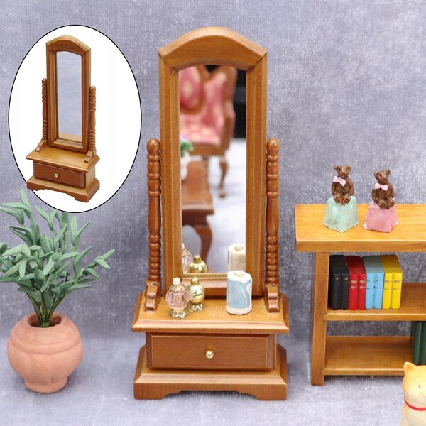 Lustro in legno per casa delle bambole in scala 1:12 - accessorio miniatura elegante