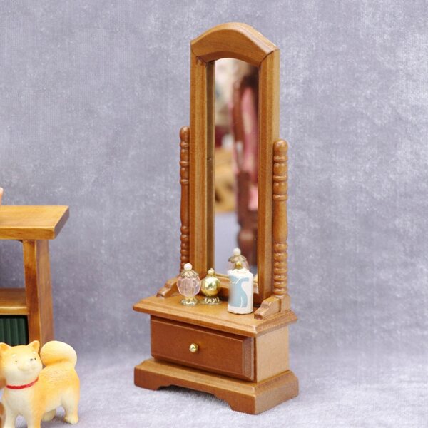 Lustro in legno per casa delle bambole in scala 1:12 - accessorio miniatura elegante