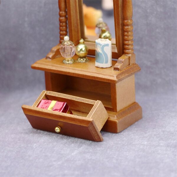 Lustro in legno per casa delle bambole in scala 1:12 - accessorio miniatura elegante