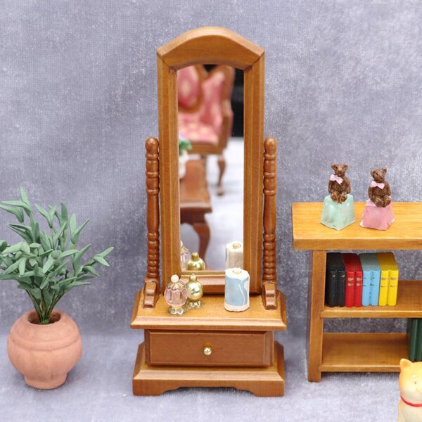 Lustro in legno per casa delle bambole in scala 1:12 - accessorio miniatura elegante