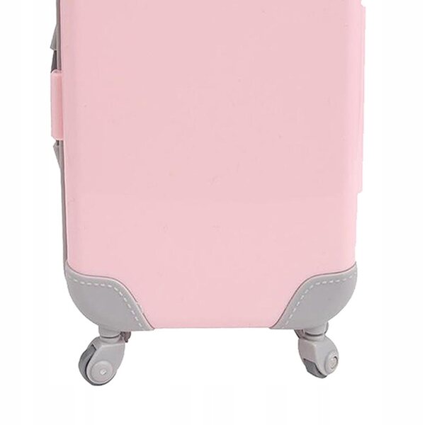 Valigia giocattolo rosa regolabile per bambole 18 cm con ruote e manico