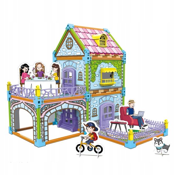 Doppelseitiges Malhaus Villa mit Garten – 3D-Kreativspaß für Kinder