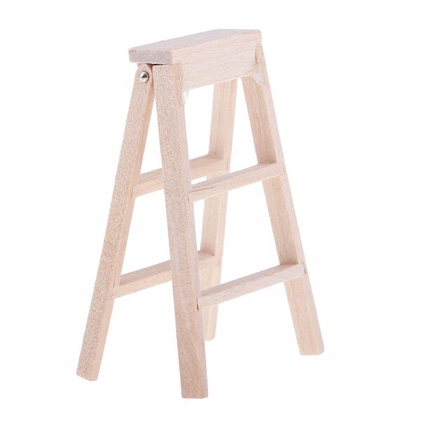 Miniatuur opvouwbare houten ladder voor poppenhuis 1/12