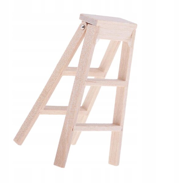 Miniatuur opvouwbare houten ladder voor poppenhuis 1/12