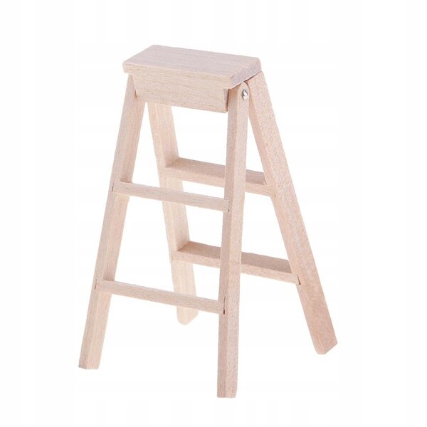 Miniatuur opvouwbare houten ladder voor poppenhuis 1/12