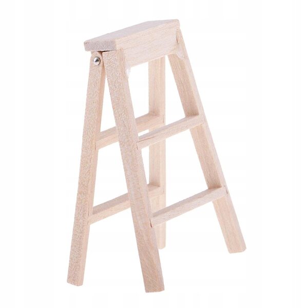 Miniatuur opvouwbare houten ladder voor poppenhuis 1/12