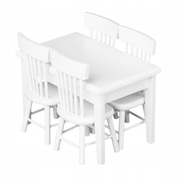 Set Miniature Tavolo Quadrato con 4 Sedie in Legno per Casa delle Bambole 1:12
