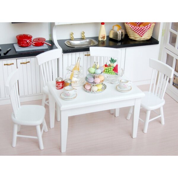 Set Miniature Tavolo Quadrato con 4 Sedie in Legno per Casa delle Bambole 1:12