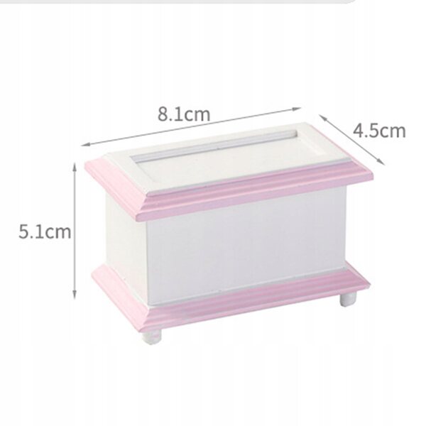 1:12 Miniatur-Aufbewahrungsbox aus Holz, rosa – Puppenhausmöbel