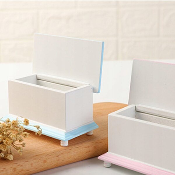 1:12 Miniatur-Aufbewahrungsbox aus Holz, rosa – Puppenhausmöbel