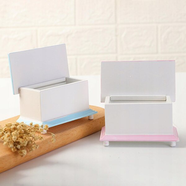 1:12 Miniatur-Aufbewahrungsbox aus Holz, rosa – Puppenhausmöbel