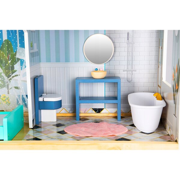 Cottage per bambole in legno 139 cm grande con 4 livelli, arredamento completo e accessori