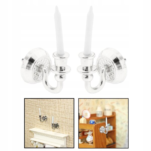Miniatur-Mini-Wandleuchter für Puppenhäuser im Maßstab 1:6 und 1:12, Silber
