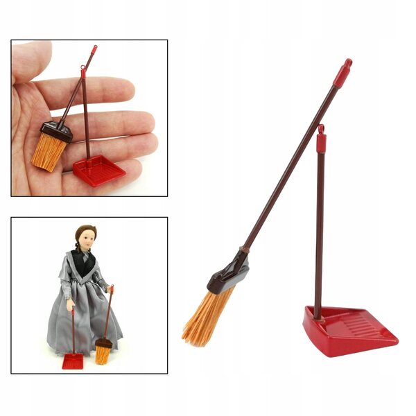 Miniatuur bezem en stofferset voor poppenhuis 1:12 schoonmaakaccessoires